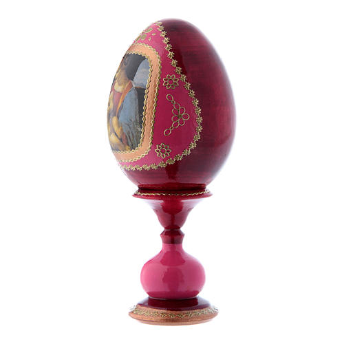 Uovo russo rosso découpage in legno La Madonna Litta h tot 16 cm 2