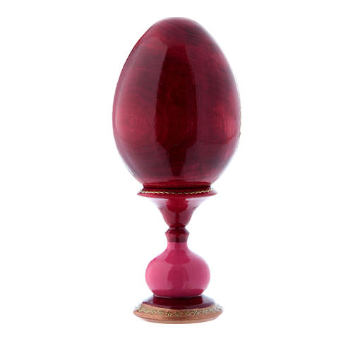 Uovo russo rosso découpage in legno La Madonna Litta h tot 16 cm 3