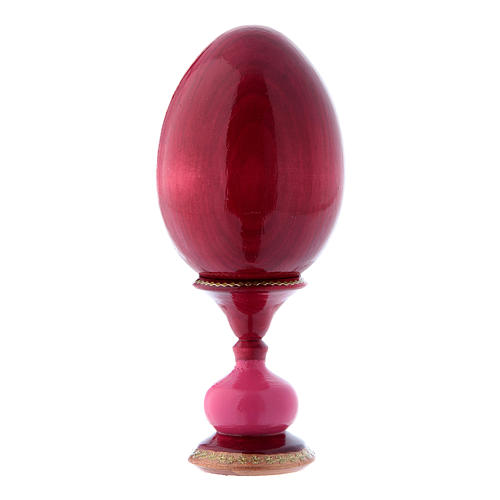 Uovo in legno rosso stile imperiale russo Madonna con Bambino e San Giovannino h tot 16 cm 3