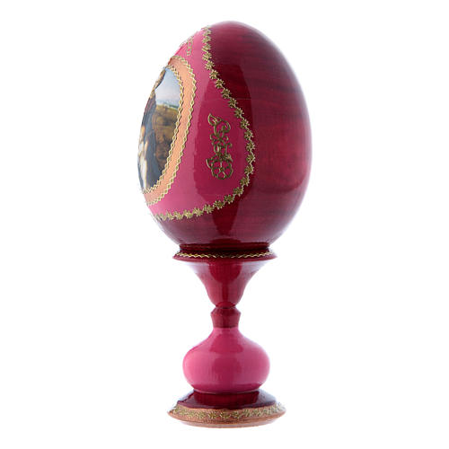 Uovo russo rosso decorato a mano La Madonna del Belvedere h tot 16 cm 2