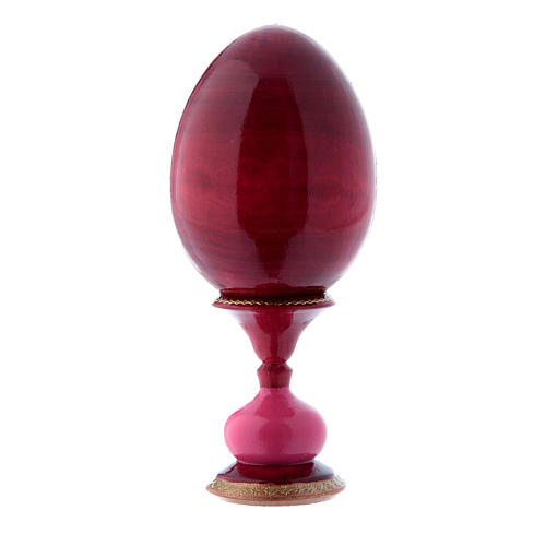 Uovo russo rosso decorato a mano La Madonna del Belvedere h tot 16 cm 3