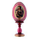 Huevo ícono ruso decoupage Virgen con Niño rojo de madera h tot 16 cm s1