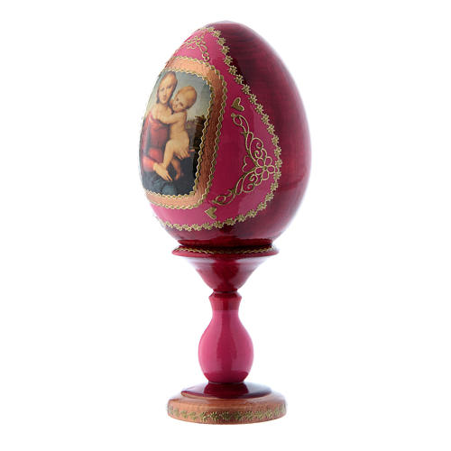 Russische Ei-Ikone, rot, Kleine Cowper Madonna, russisch imperial-Stil, Gesamthöhe 16 cm 2