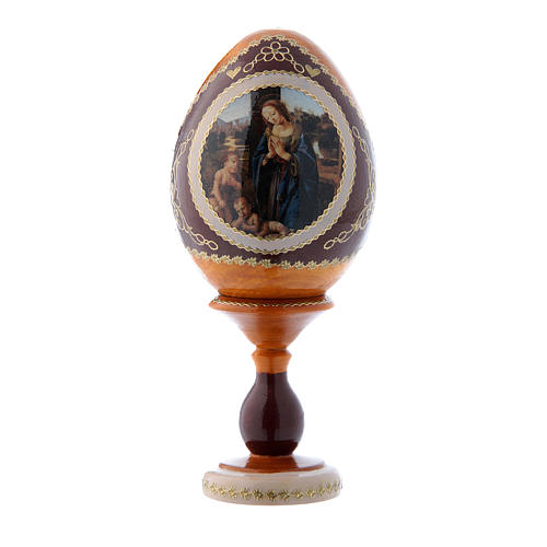 Russian Egg Madonna adoring the Child, Russian Imperial style, yellow 16 cm 1