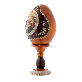 Huevo ícono ruso estilo Fabergé amarillo La Virgen de la granada h tot 16 cm