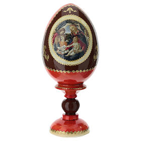 Huevo ruso La Virgen del Magnificat amarillo decorado a mano h tot 16 cm