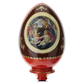 Huevo ruso La Virgen del Magnificat amarillo decorado a mano h tot 16 cm