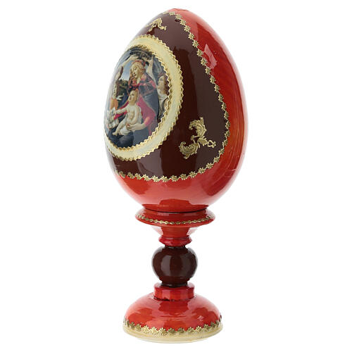 Oeuf russe La Madone du Magnificat jaune décoré main h tot 16 cm 3