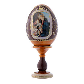 Uovo La Madonna del Libro giallo in legno russo h tot 16 cm