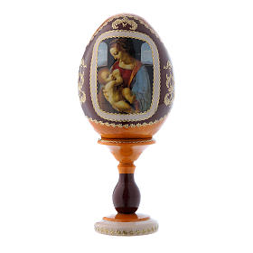 Russian Egg Madonna Litta, Fabergé style, yellow 16 cm