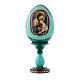 Uovo russo verde in legno decorato a mano Madonna col Bambino h tot 16 cm s1