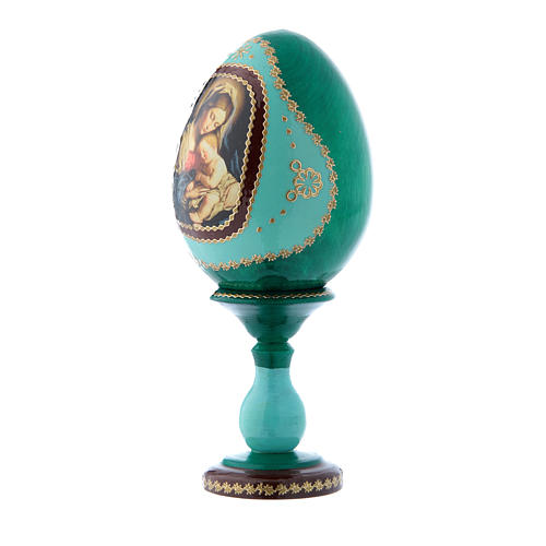Russian Egg Madonna with Child, Russian Imperial style, green 16 cm 2