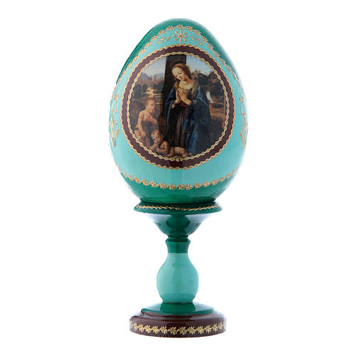 Russian Egg Madonna adoring the Child, Russian Imperial style, green 16 cm 1
