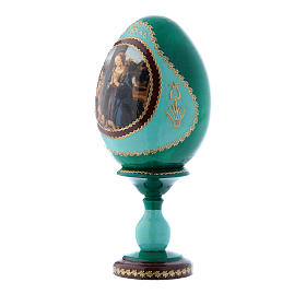 Uovo verde in legno russo Adorazione del Bambino con San Giovannino h tot 16 cm