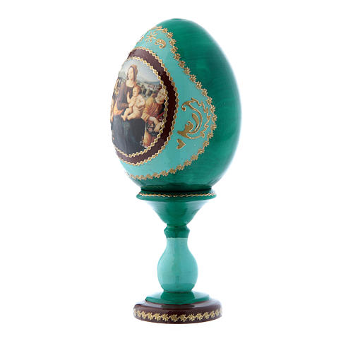 Russian Egg Madonna and Child with Infant St. John and Angels, Russian Imperial style, green 16 cm 2
