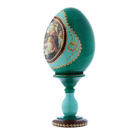 Uovo decorato a mano russo verde La Madonna del Magnificat h tot 16 cm