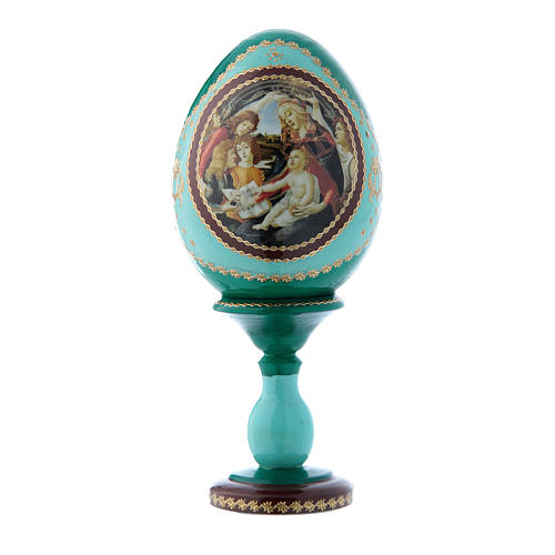 Uovo decorato a mano russo verde La Madonna del Magnificat h tot 16 cm 1