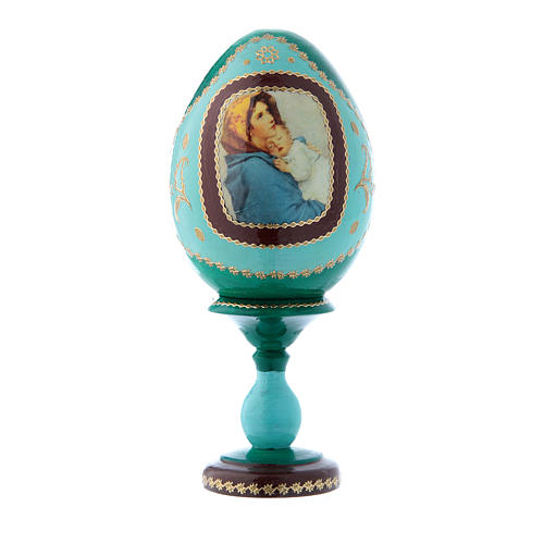 Russian Egg Madonna of the Streets, Russian Imperial style, green 16 cm 1