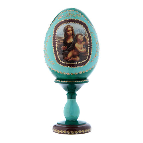Russian Egg Madonna of the Yarnwinder, Russian Imperial style, green 16 cm 1