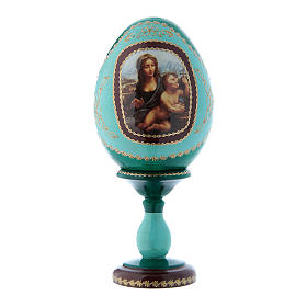 Russian Egg Madonna of the Yarnwinder, Fabergé style, green 16 cm