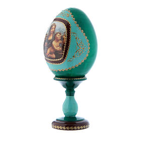 Russian Egg Madonna of the Yarnwinder, Fabergé style, green 16 cm