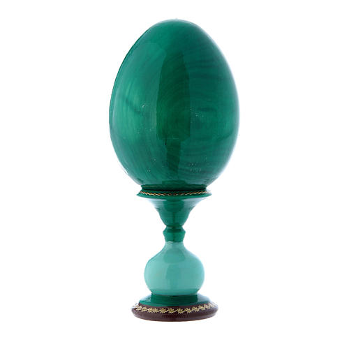 Uovo verde in legno découpage russo La Madonna Litta h tot 16 cm 3