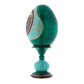 Russian Egg Madonna and Child with the Infant Saint John, Fabergé style, green 16 cm