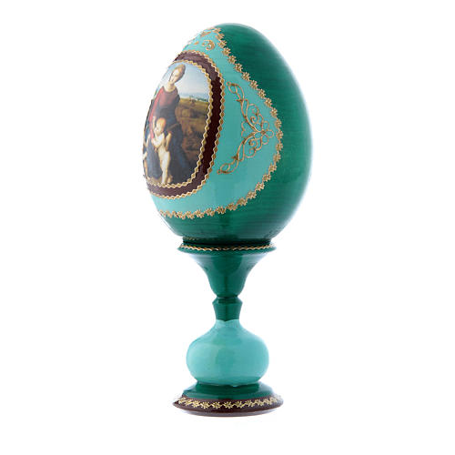Russian Egg Madonna del Prato, Russian Imperial style, green 16 cm 2