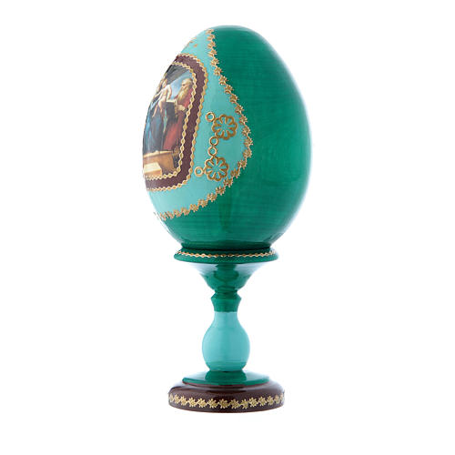 Russian Egg Madonna of the Fish, Russian Imperial style, green 16 cm 2