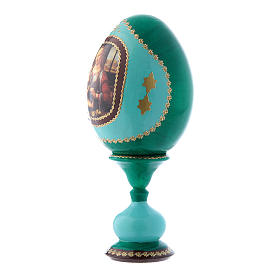Russian Egg Madonna of the Carnation, Fabergé style, green 16 cm