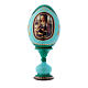 Uovo russo La Madonna col Bambino stile imperiale russo verde in legno h tot 16 cm s1