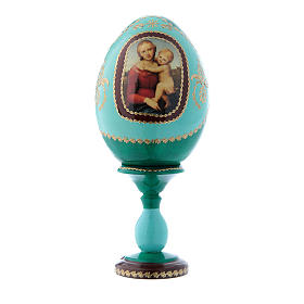 Russian Egg Small Cowper Madonna, Fabergé style, green 16 cm