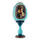 Huevo ícono ruso de madera azul decorado a mano Virgen con Niño h tot 20 cm s1