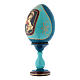 Huevo ícono ruso de madera azul decorado a mano Virgen con Niño h tot 20 cm s2