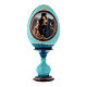 Oeuf russe bleu en bois Adoration de l'Enfant avec Saint Jean-Baptiste h tot 20 cm s1