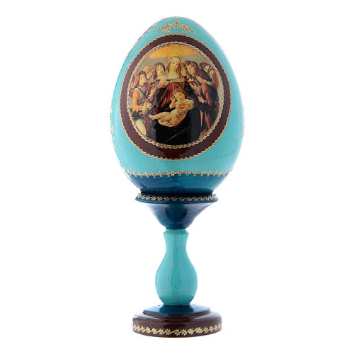 Huevo ruso La Virgen de la granada azul decorado a mano h tot 16 cm 1