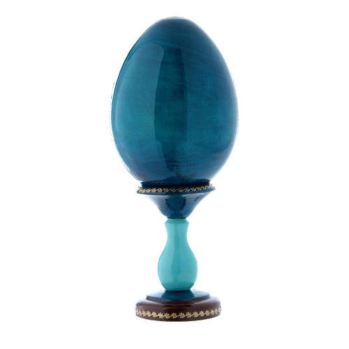 Huevo ruso La Virgen de la granada azul decorado a mano h tot 16 cm 3
