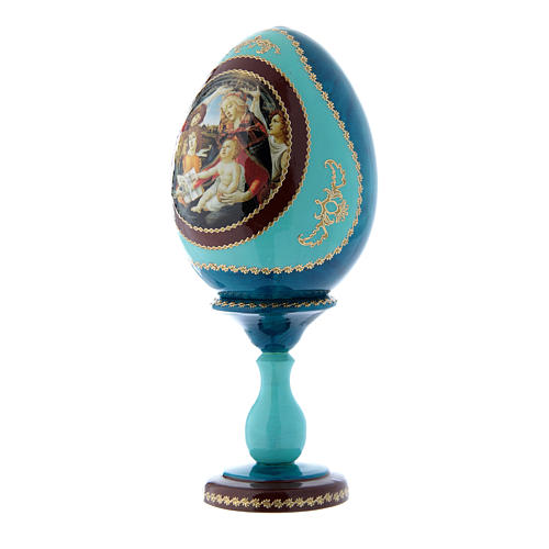 Ovo russo azul madeira decorada A Madona do Magnificat h tot 20 cm 2