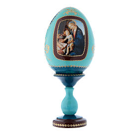 Huevo La Virgen del Libro decoupage ruso azul h tot 20 cm