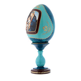 Huevo La Virgen del Libro decoupage ruso azul h tot 20 cm