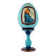 Russische Ei-Ikone, blau, Madonna der Straße, Gesamthöhe 20 cm s1