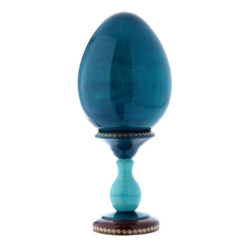 Huevo de madera estilo imperial ruso ruso azul La Virgencita h tot 20 cm 3
