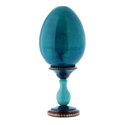 Huevo de madera azul decorado a mano La Virgen del Huso h tot 20 cm 3