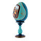 Uovo in legno blu decorato a mano La Madonna dei Fusi h tot 20 cm s2
