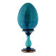 Uovo in legno blu decorato a mano La Madonna dei Fusi h tot 20 cm s3