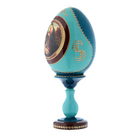 Russian Egg Madonna and Child with the Infant Saint John, Fabergé style, blue 20 cm
