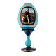 Russische Ei-Ikone, blau, Madonna im Garten, russisch imperial-Stil, Gesamthöhe 20 cm s1