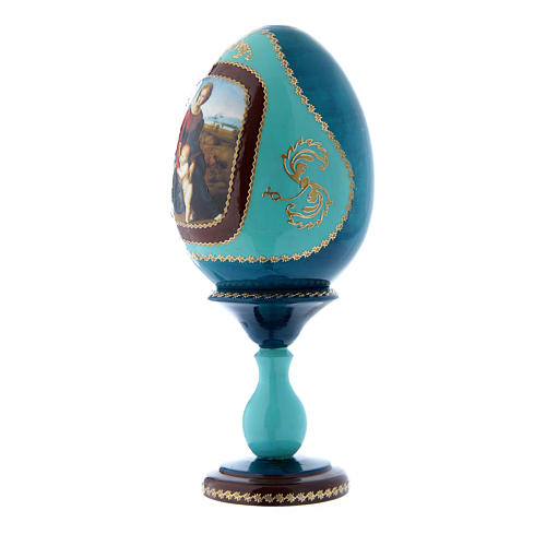 Huevo La Virgen del Belvedere azul estilo imperial ruso ruso de madera decorado a mano h tot 20 cm 2