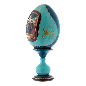 Huevo ruso azul de madera La Virgen del Pez h tot 20 cm