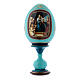 Uovo russo blu in legno La Madonna del Pesce h tot 20 cm s1